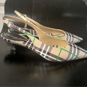 Divine Follie Italian Women's Plaid Micro Heel Slingback